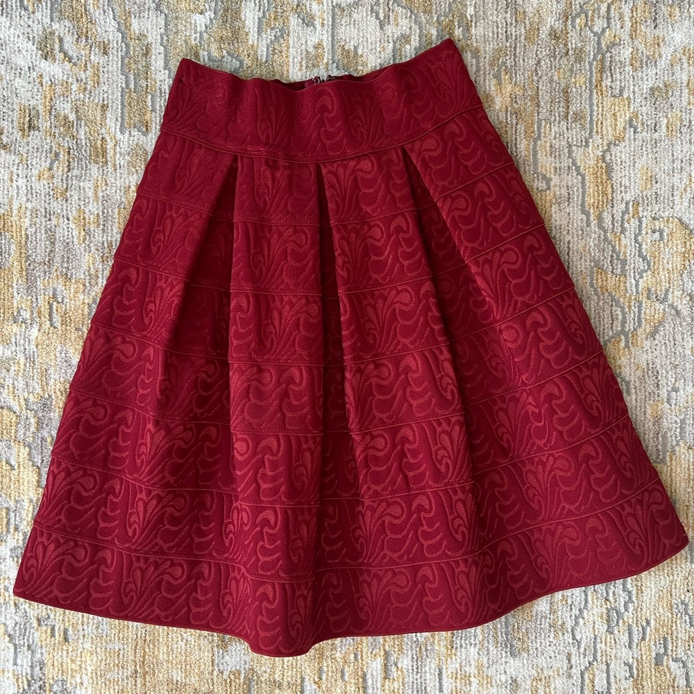 Maeve by Anthropologie Pleated Skirt Size 0 Red